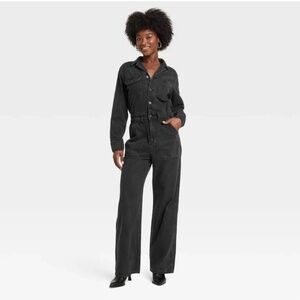 Universal Thread Black Denim Jumpsuit Long Sleeve Women's